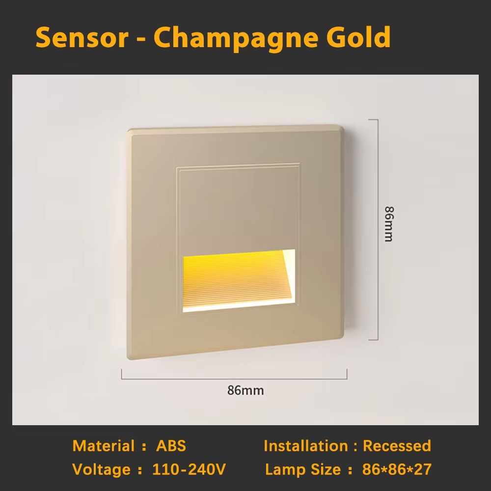 Smart Motion Sensor LED Recessed Stair Wall Night Light 110V220V 14