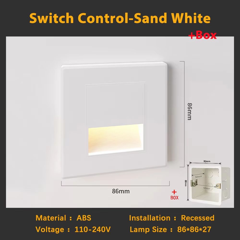 Smart Motion Sensor LED Recessed Stair Wall Night Light 110V220V 15