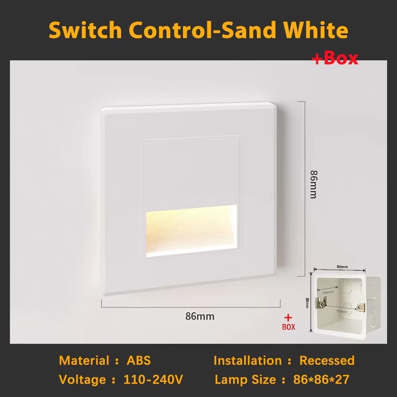 Smart Motion Sensor LED Recessed Stair Wall Night Light 110V220V 15