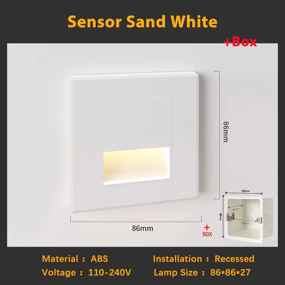Smart Motion Sensor LED Recessed Stair Wall Night Light 110V220V 7
