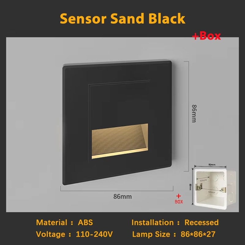 Smart Motion Sensor LED Recessed Stair Wall Night Light 110V220V 8