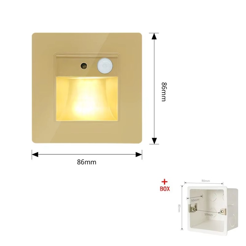 Smart PIR Motion Sensor LED Recessed Night Light For Stairs Hallways 12