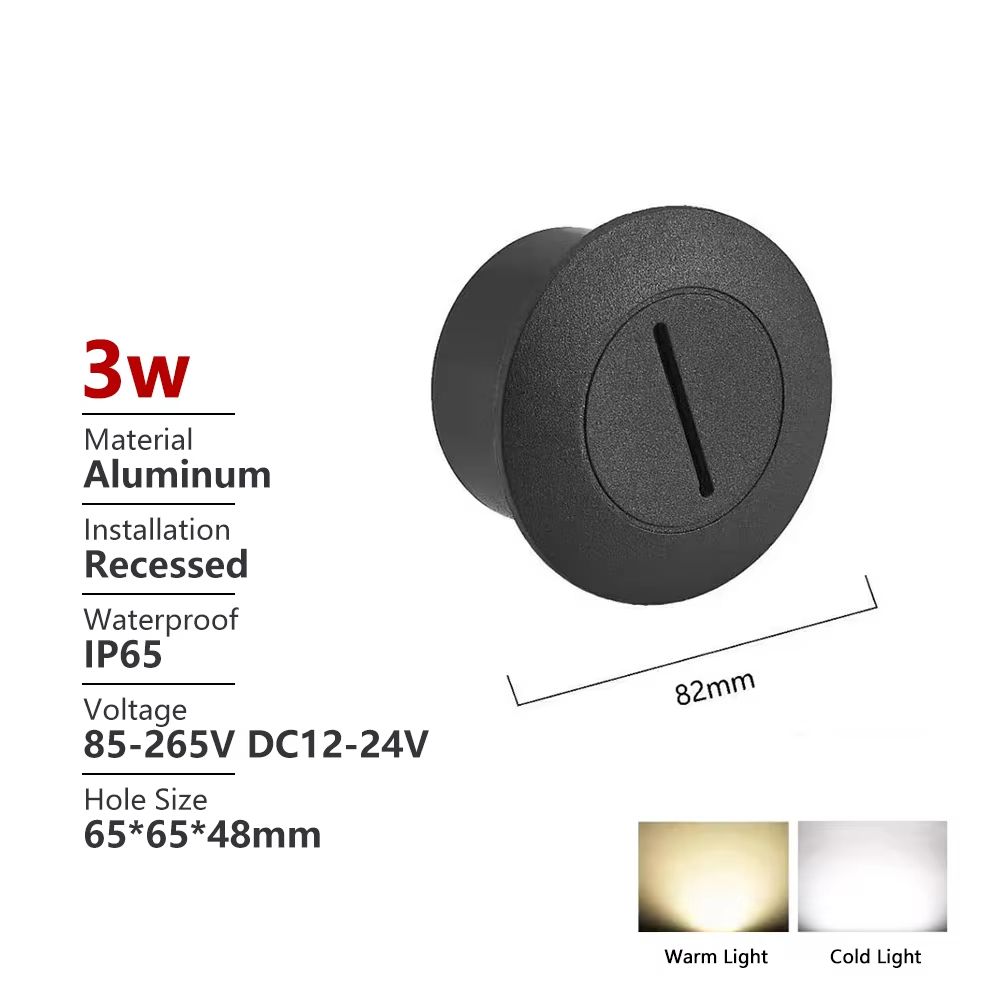 Outdoor Waterproof Recessed LED Stair Wall Light 12V110V220V Round Exterior Nightlight 9