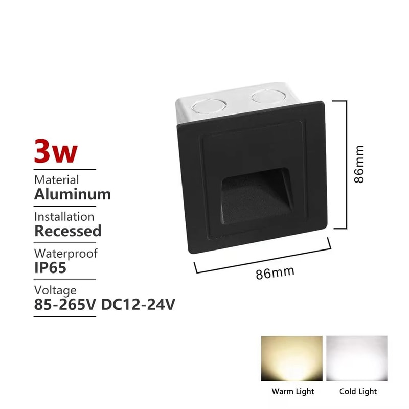 Outdoor Waterproof Recessed LED Stair Wall Light 12V110V220V Round Exterior Nightlight 11