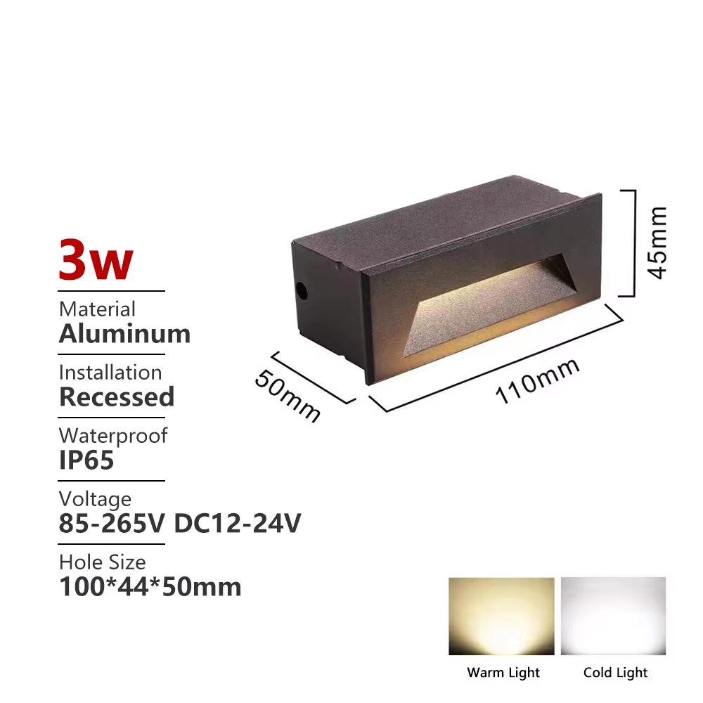 Outdoor Waterproof Recessed LED Stair Wall Light 12V110V220V Round Exterior Nightlight 13