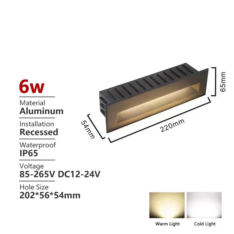 Outdoor Waterproof Recessed LED Stair Wall Light 12V110V220V Round Exterior Nightlight 14