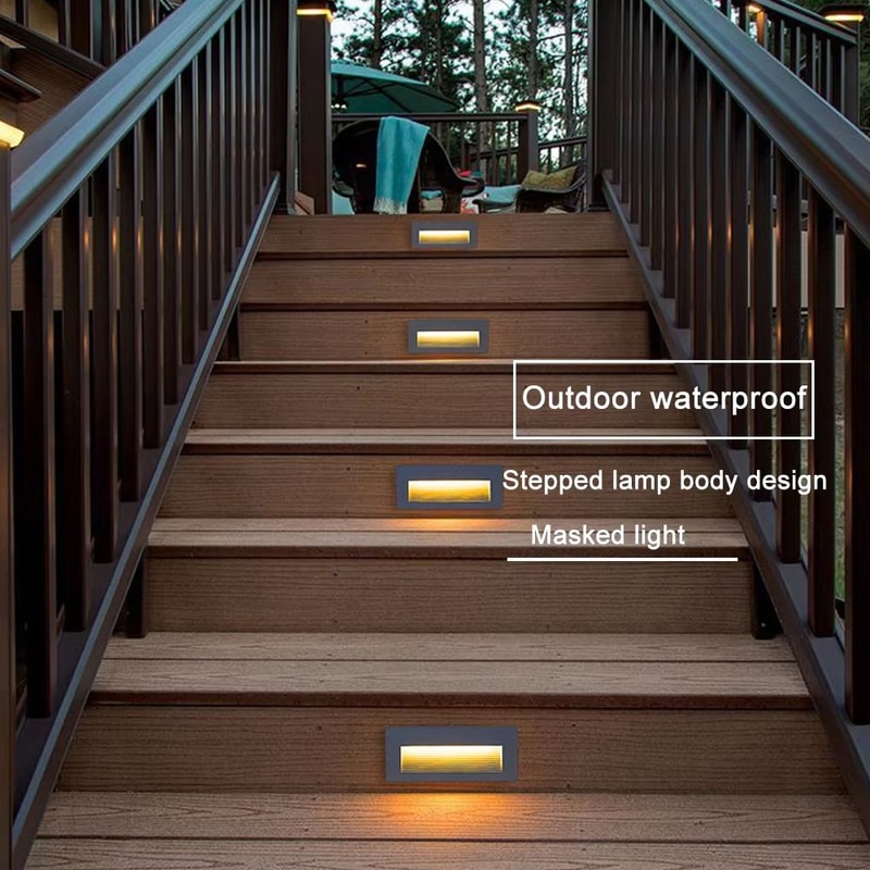 Waterproof Outdoor LED Recessed Wall Lamp For Steps Garden 12V110V220V 4
