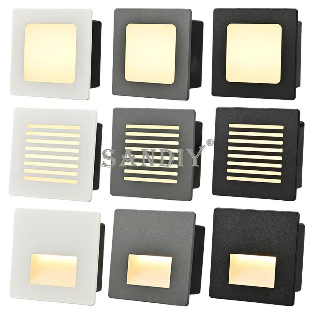 Recessed 3W LED Step Wall Light With Mounting Box For Indoor Outdoor Use 0
