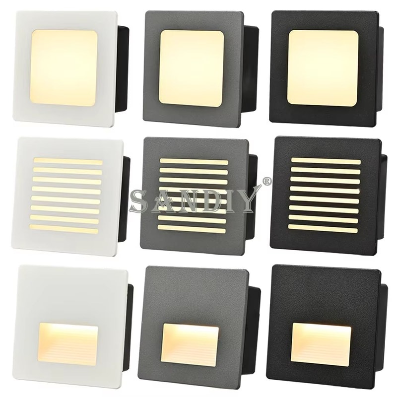 Recessed 3W LED Step Wall Light With Mounting Box For Indoor Outdoor Use 0