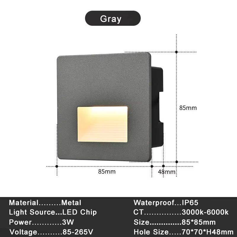 Recessed 3W LED Step Wall Light With Mounting Box For Indoor Outdoor Use 9