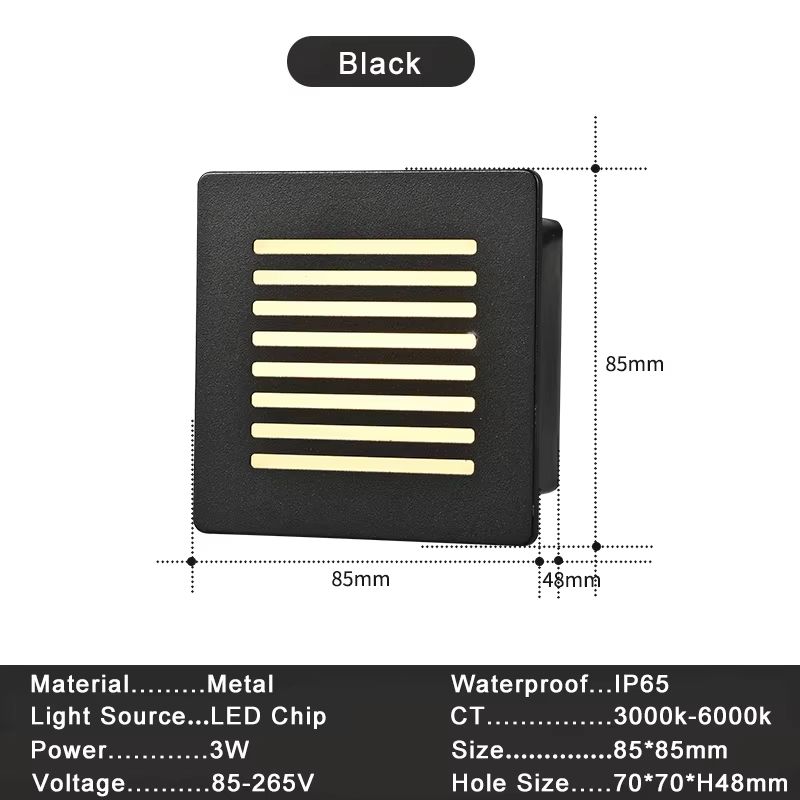 Recessed 3W LED Step Wall Light With Mounting Box For Indoor Outdoor Use 14