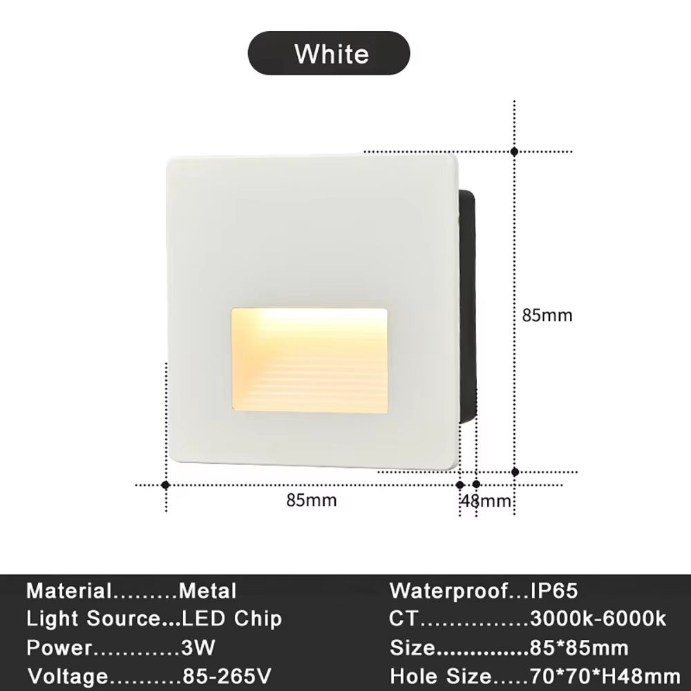 Recessed 3W LED Step Wall Light With Mounting Box For Indoor Outdoor Use 3