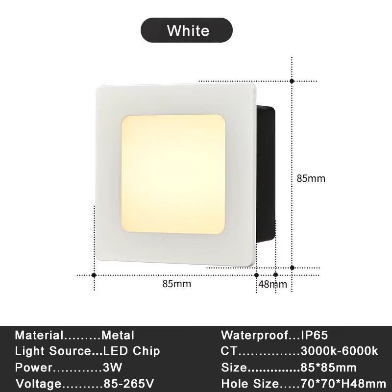 Recessed 3W LED Step Wall Light With Mounting Box For Indoor Outdoor Use 7