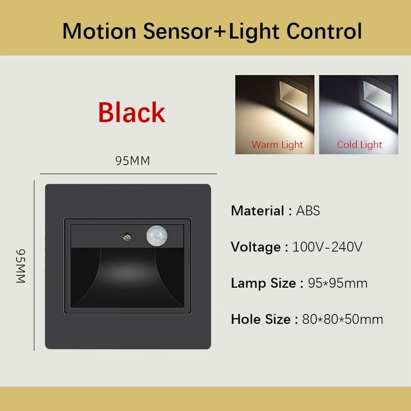 Smart Motion Sensor Recessed Stair Wall Light With Voice Activation 12