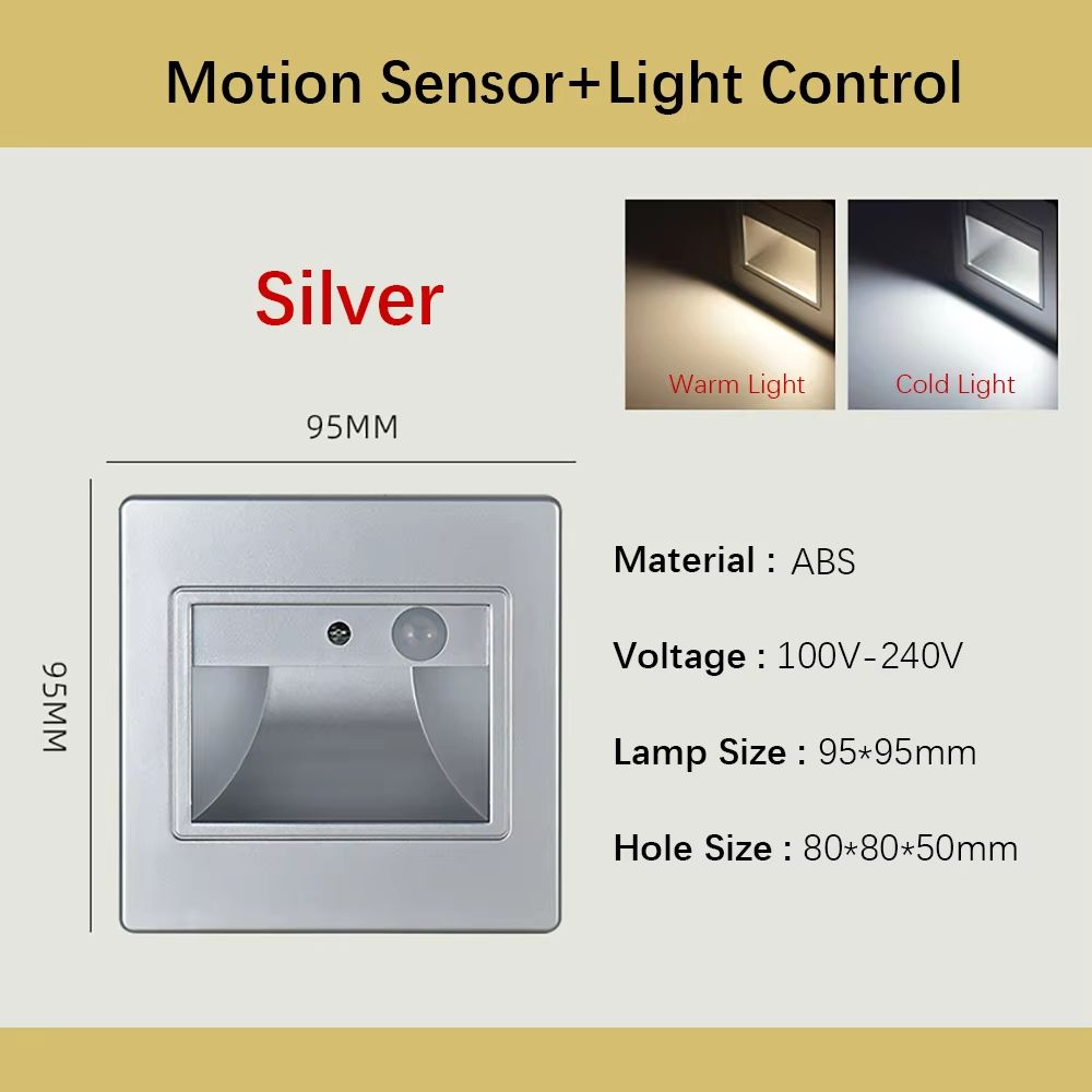 Smart Motion Sensor Recessed Stair Wall Light With Voice Activation 13