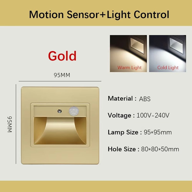 Smart Motion Sensor Recessed Stair Wall Light With Voice Activation 14