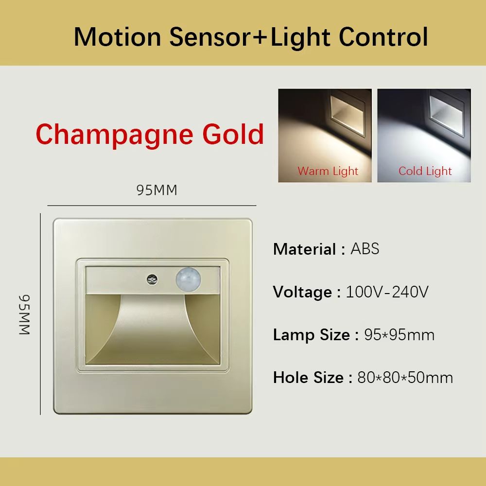 Smart Motion Sensor Recessed Stair Wall Light With Voice Activation 15