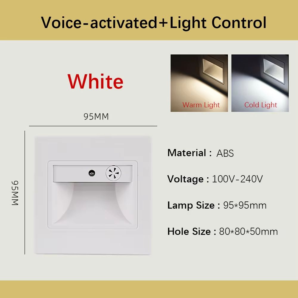 Smart Motion Sensor Recessed Stair Wall Light With Voice Activation 16