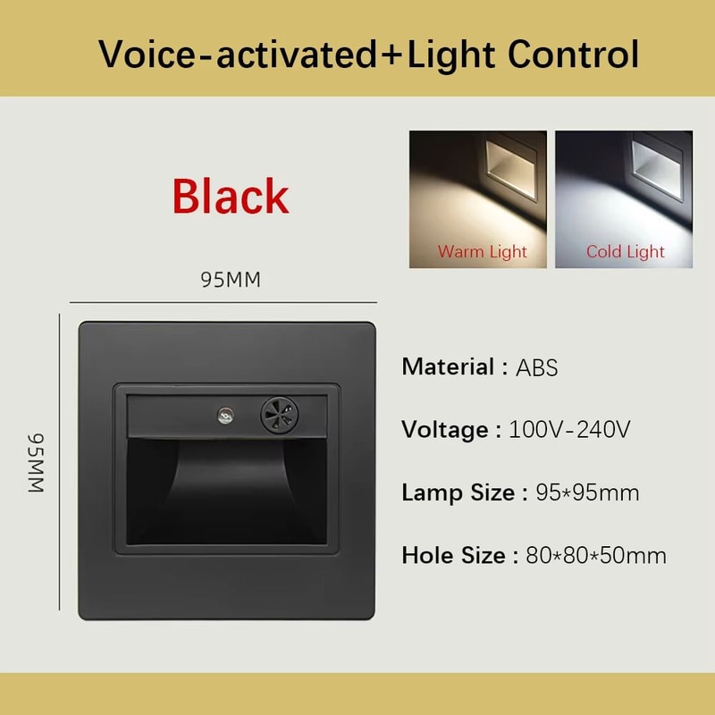 Smart Motion Sensor Recessed Stair Wall Light With Voice Activation 17