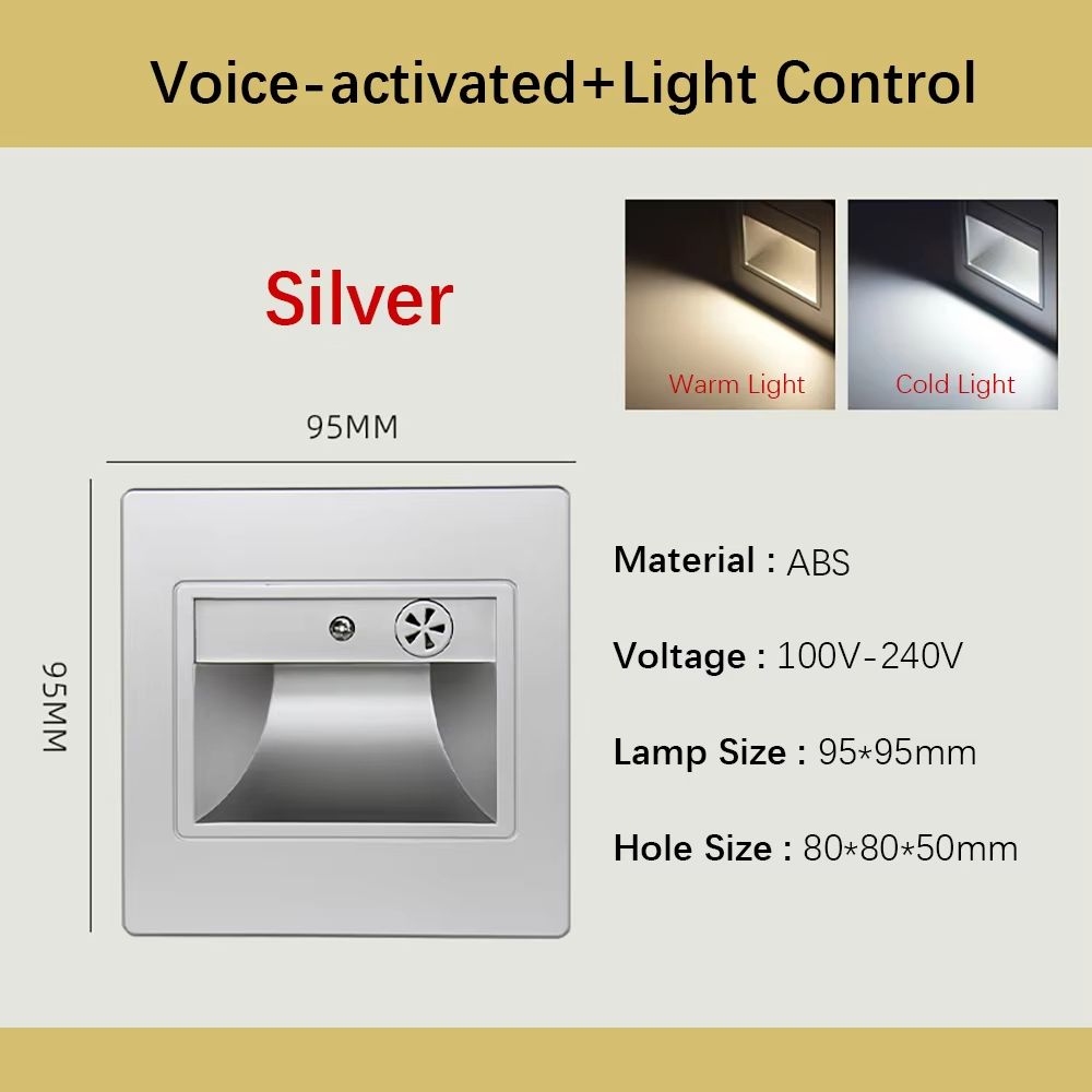 Smart Motion Sensor Recessed Stair Wall Light With Voice Activation 18