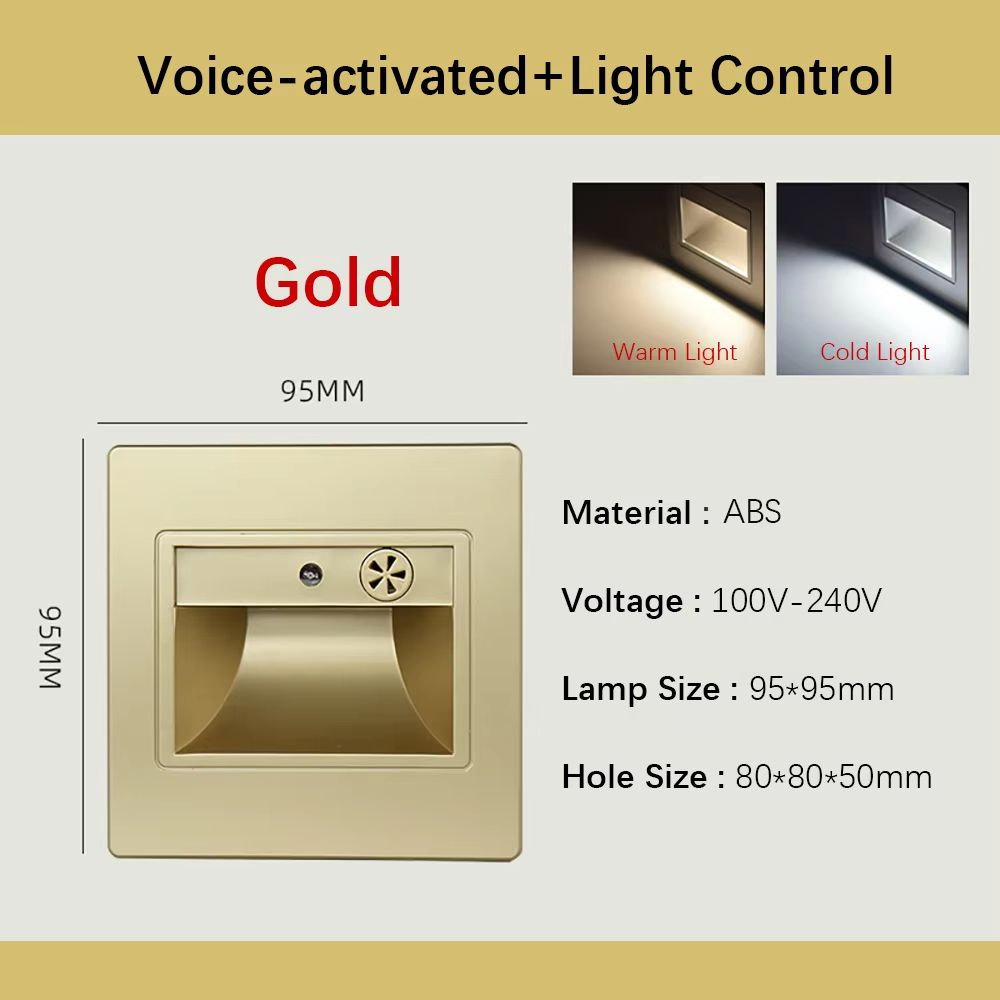 Smart Motion Sensor Recessed Stair Wall Light With Voice Activation 19