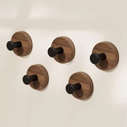 walnut wood adhesive door hook rack - no-drill wooden hanger for home