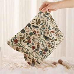corduroy cosmetic makeup bag with branch bird pattern