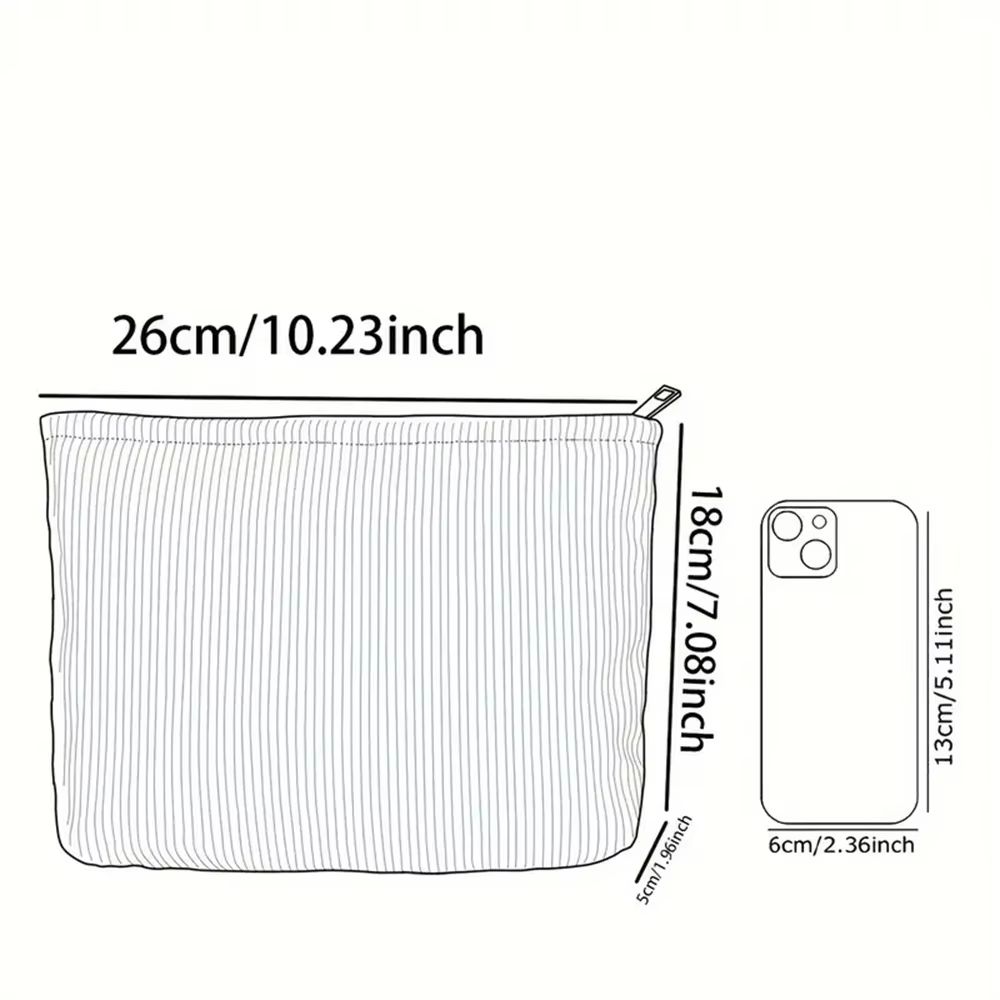 Corduroy Cosmetic Makeup Bag With Branch Bird Pattern 4