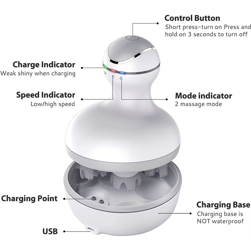Cordless Electric Scalp Massager For Hair Growth Deep Clean Stress Relief 2