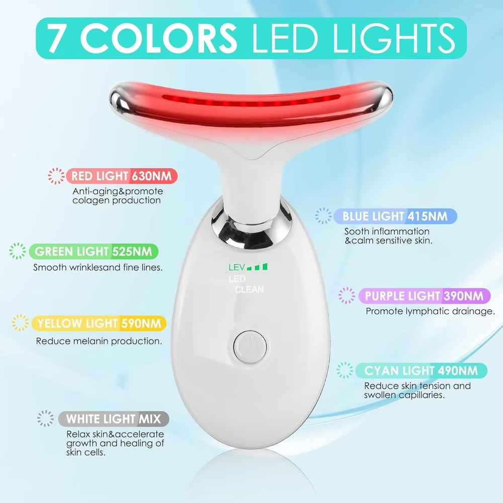 7Color LED Facial Massager Red Light Therapy Wand For Face And Neck Sculpting 1