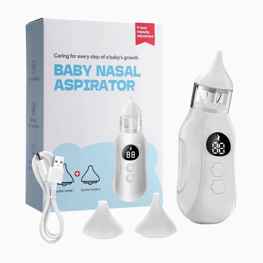 Rechargeable Electric Baby Nasal Aspirator With 9 Adjustable Suction Levels And Dual Silicone Tips 0