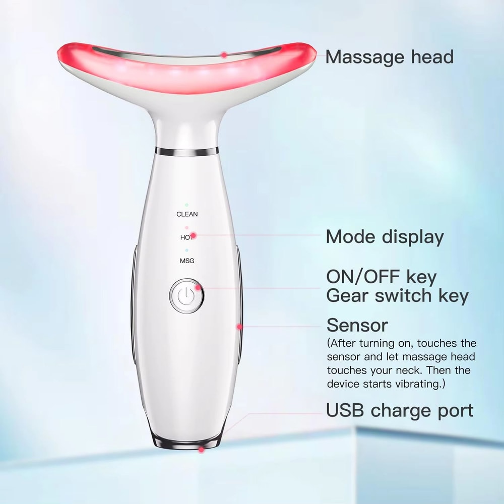 3in1 EMS Neck Facial Beauty Device With LED Thermal Lift And Vibration For Double Chin Reduction 3