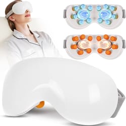 rechargeable eye massager with heat & cooling and bluetooth for puffiness, sleep support & relaxation
