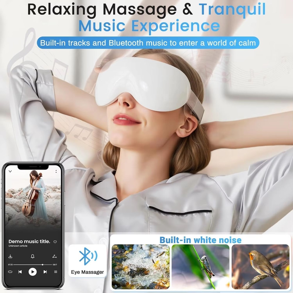 Rechargeable Eye Massager With Heat Cooling And Bluetooth For Puffiness Sleep Support Relaxation 4