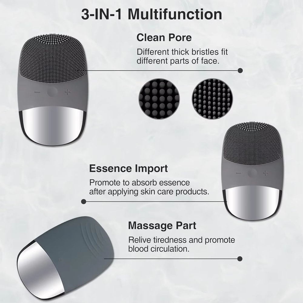 3in1 Electric Waterproof Silicone Facial Cleansing Brush With DeepClean Exfoliation And Blackhead R 1