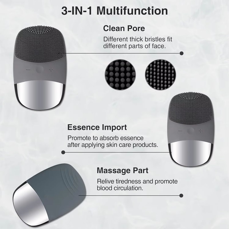 3in1 Electric Waterproof Silicone Facial Cleansing Brush With DeepClean Exfoliation And Blackhead R 1