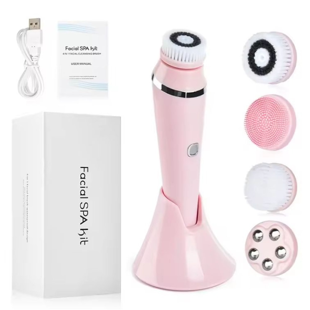 4in1 Electric Facial Cleansing Brush Sonic Waterproof Rechargeable Face Cleaning Pore Care Tool 6