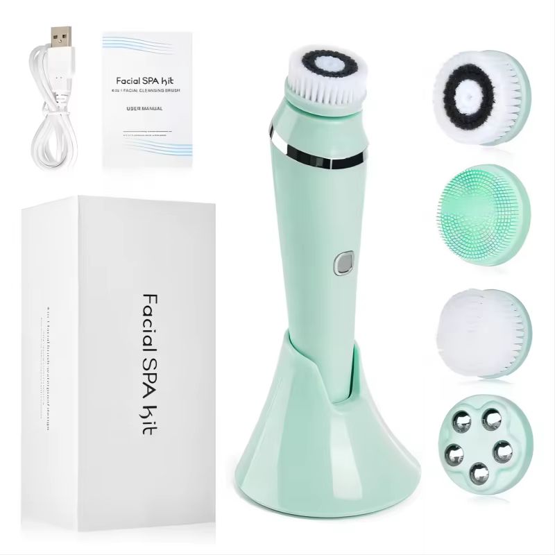 4in1 Electric Facial Cleansing Brush Sonic Waterproof Rechargeable Face Cleaning Pore Care Tool 7