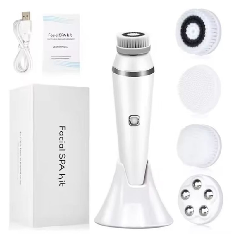 4in1 Electric Facial Cleansing Brush Sonic Waterproof Rechargeable Face Cleaning Pore Care Tool 8