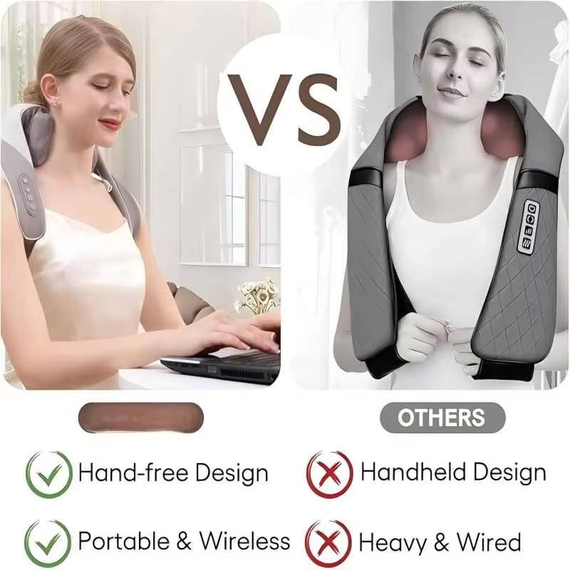 Wireless 6D Deep Tissue Neck Shoulder Back Massager Pillow With Brushless Motor And Heat Therapy 3