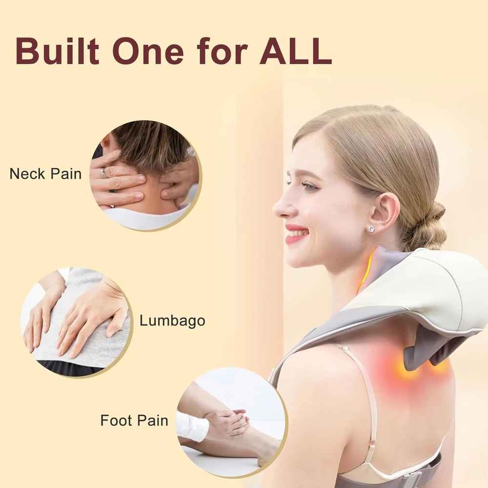 Wireless 6D Deep Tissue Neck Shoulder Back Massager Pillow With Brushless Motor And Heat Therapy 5