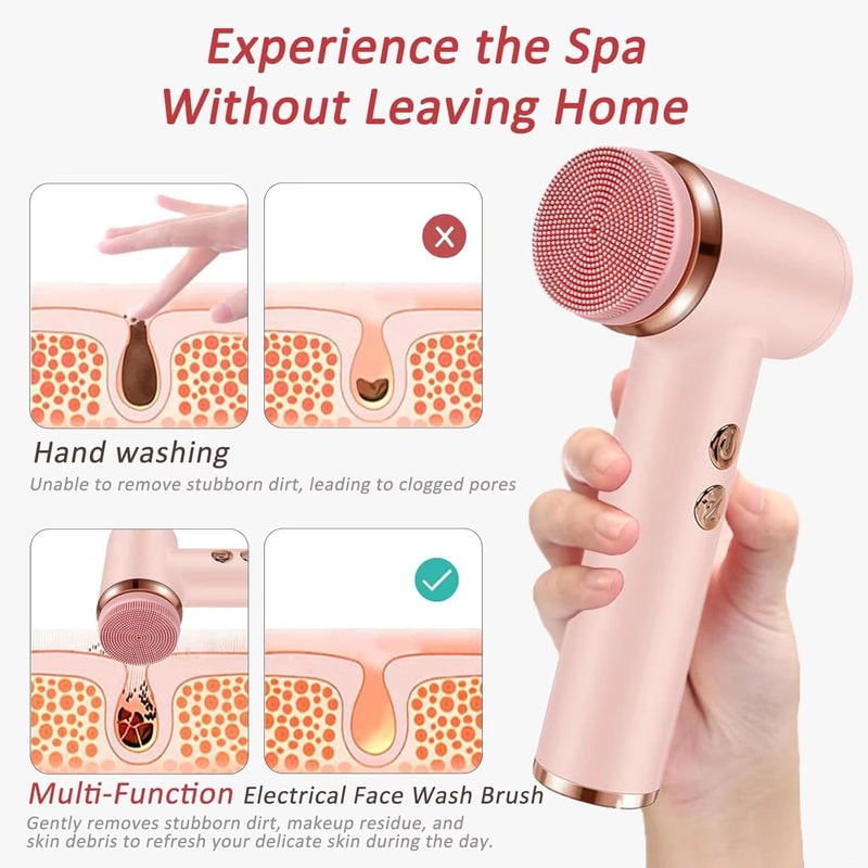 4in1 Electric Facial Cleansing Brush Waterproof Portable Face Scrubber For Deep Cleansing Exfoliat 1