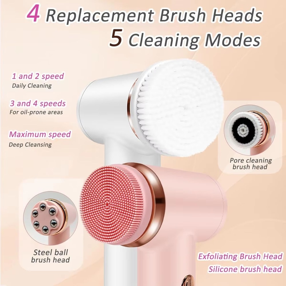 4in1 Electric Facial Cleansing Brush Waterproof Portable Face Scrubber For Deep Cleansing Exfoliat 3