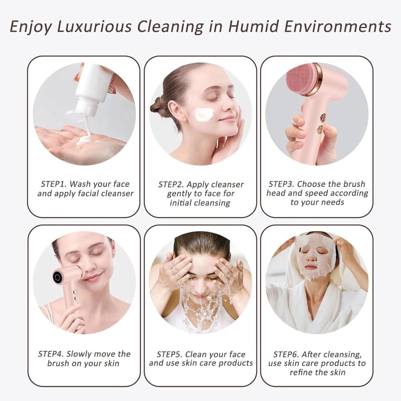 4in1 Electric Facial Cleansing Brush Waterproof Portable Face Scrubber For Deep Cleansing Exfoliat 5