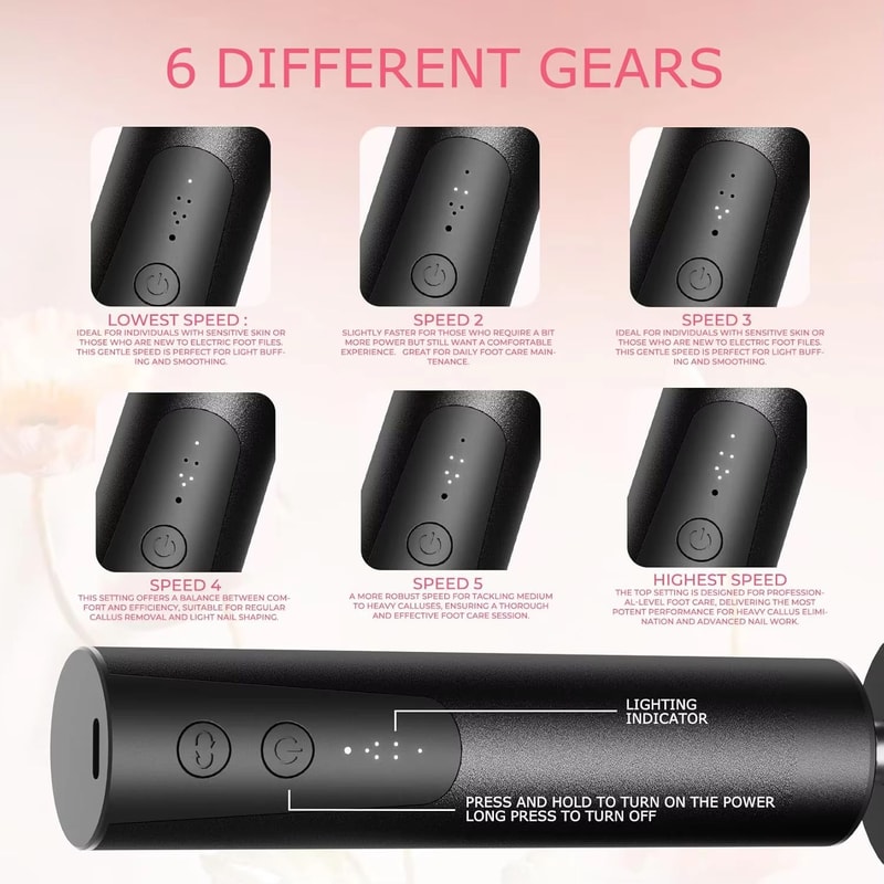 2in1 Electric Foot Callus Remover Nail Grinder With 6 Speeds And Sandpaper Foot Sander Tool 2