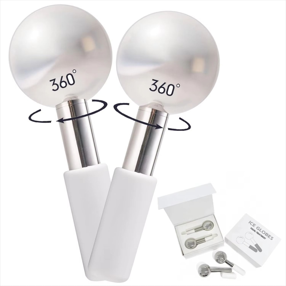 360 Stainless Steel Ice Globe Facial Massager Cooling Cryo Sticks For Face Eyes 0