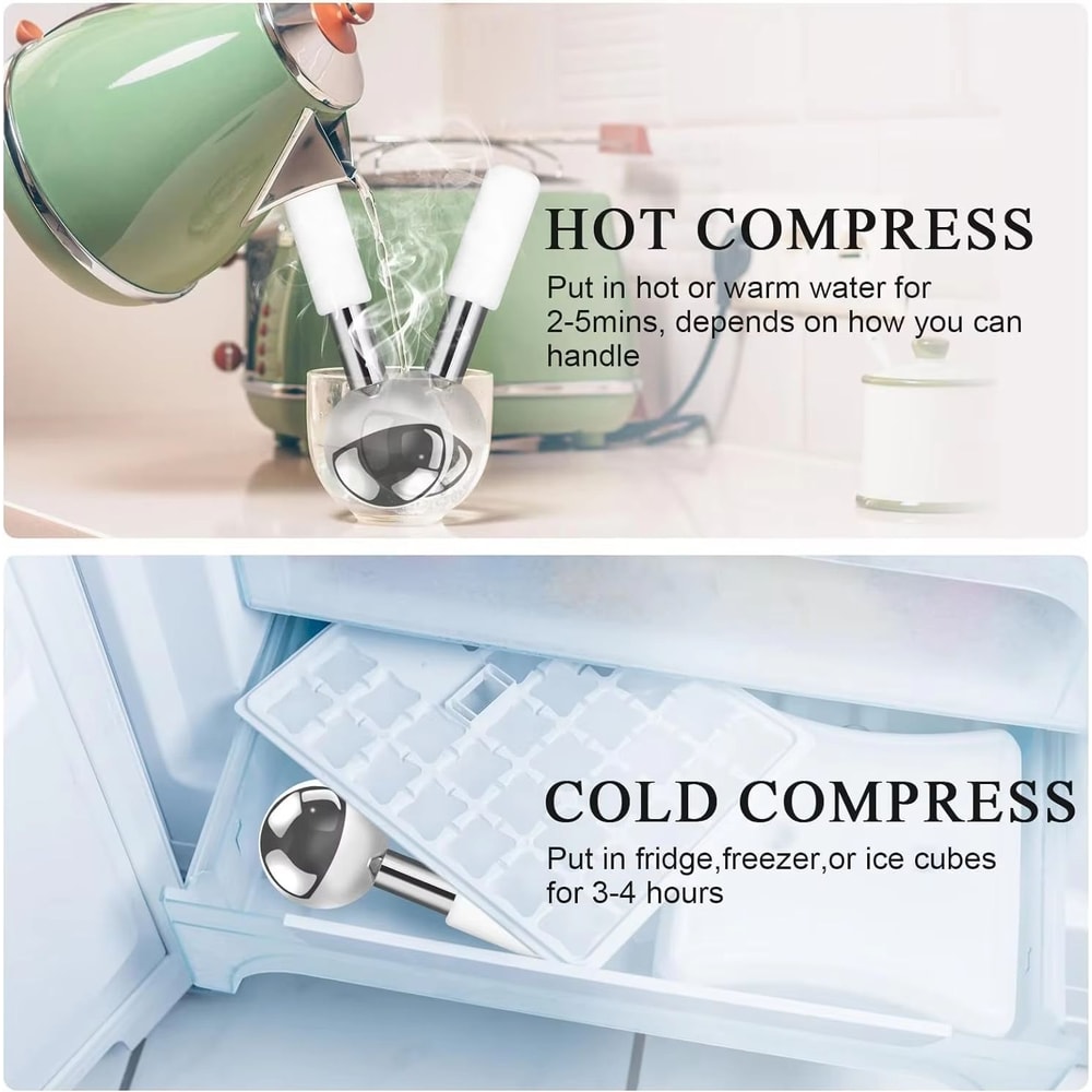 360 Stainless Steel Ice Globe Facial Massager Cooling Cryo Sticks For Face Eyes 2