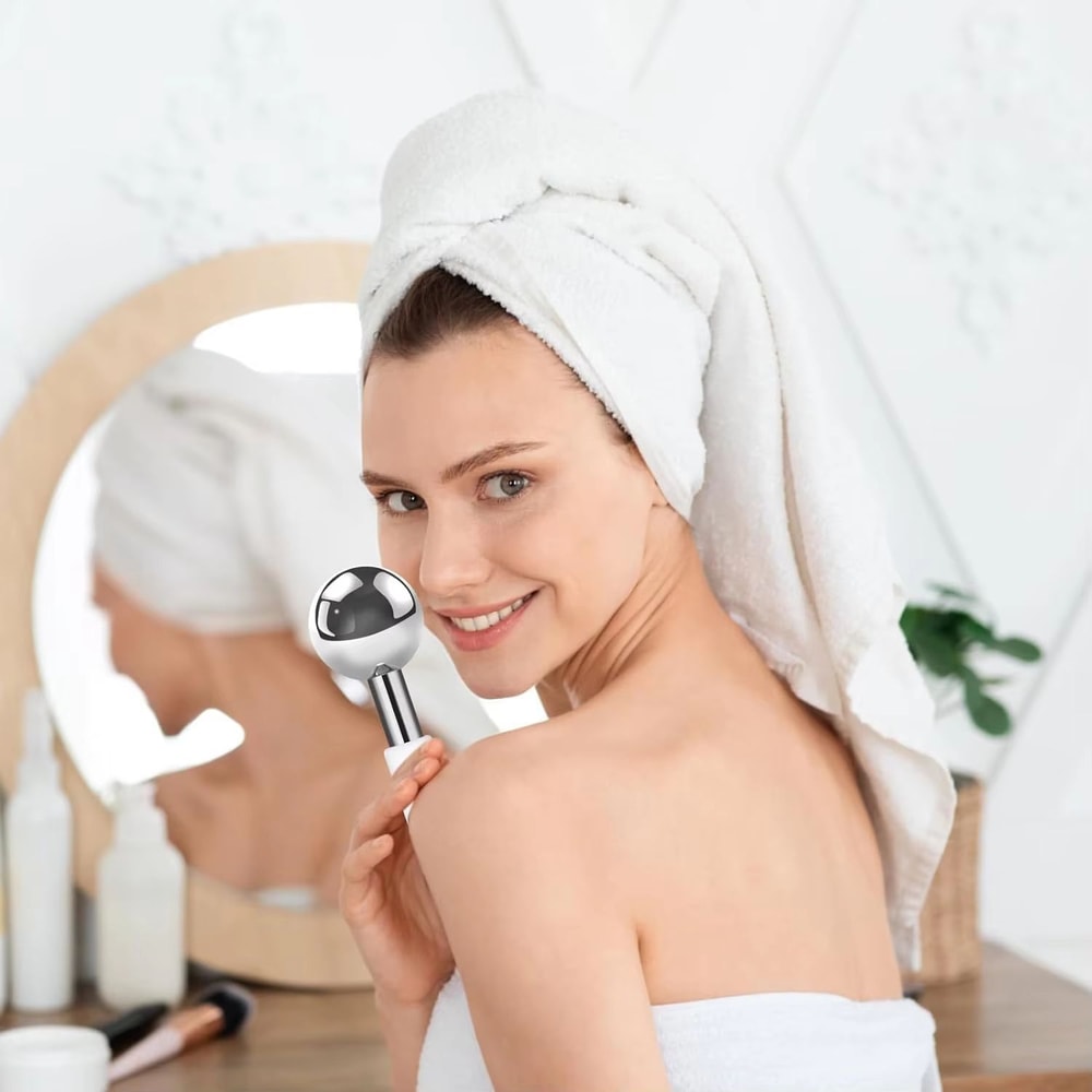 360 Stainless Steel Ice Globe Facial Massager Cooling Cryo Sticks For Face Eyes 3