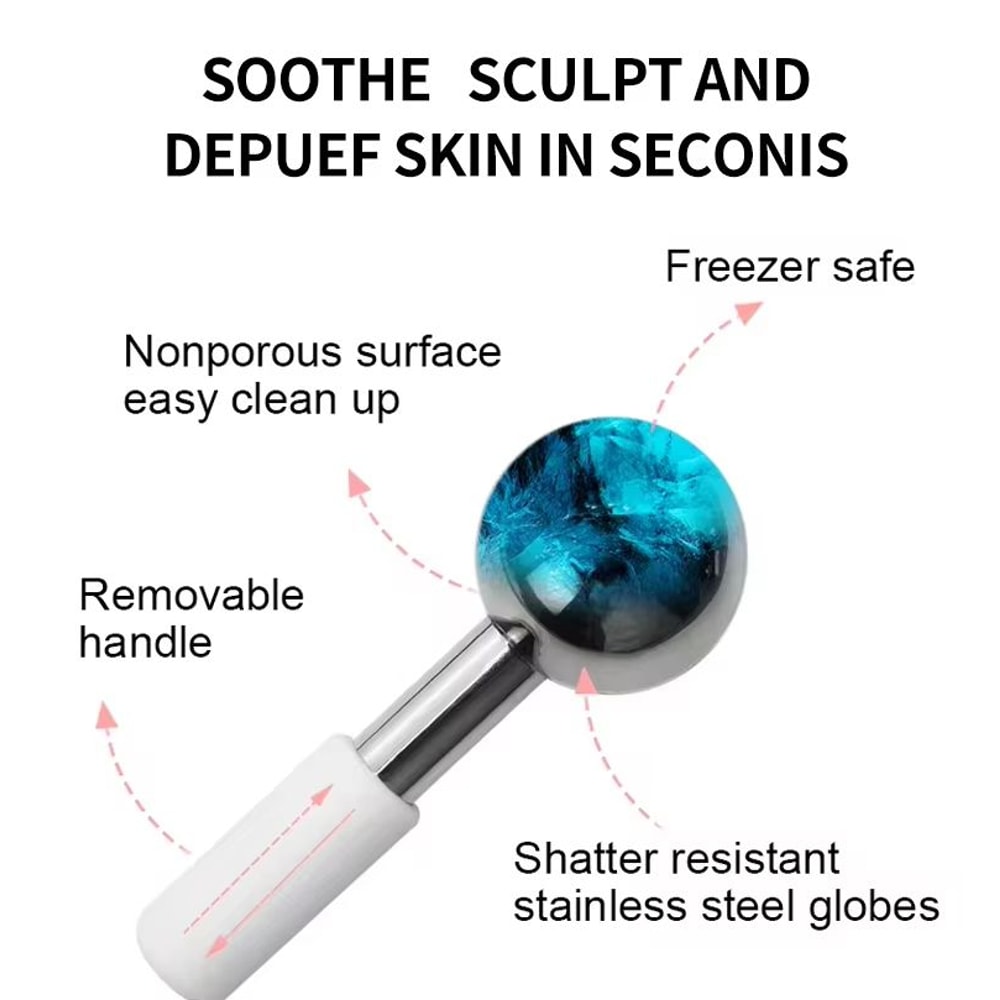 360 Stainless Steel Ice Globe Facial Massager Cooling Cryo Sticks For Face Eyes 4