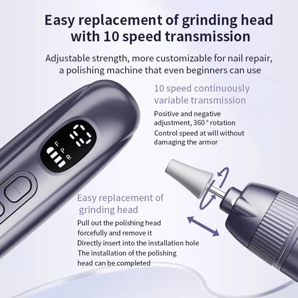 Professional Manicure Pedicure Kit Electric Nail File Set Cordless Nail Drill Machine 10 Speed Nail 4